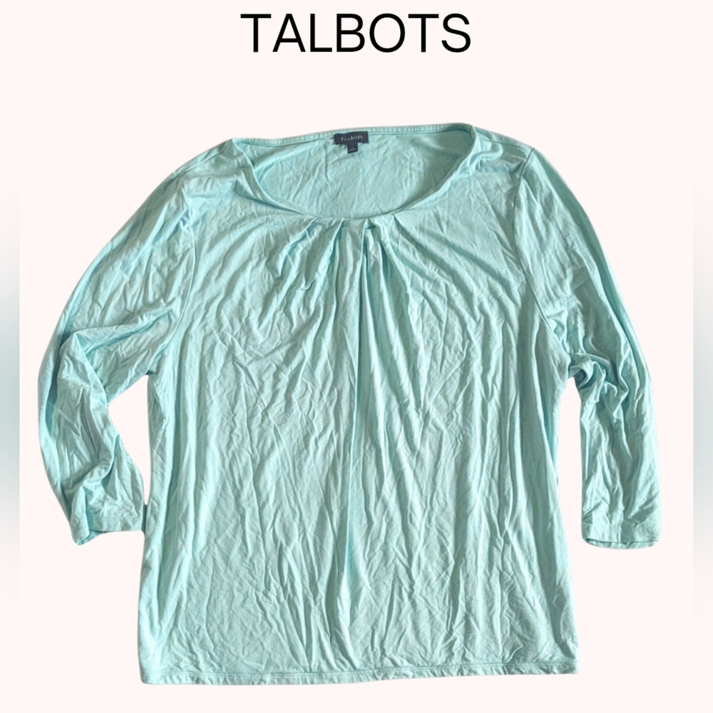 Talbots size XL, EUC mint colour 3/4 length sleeve relaxed fit pullover shirt